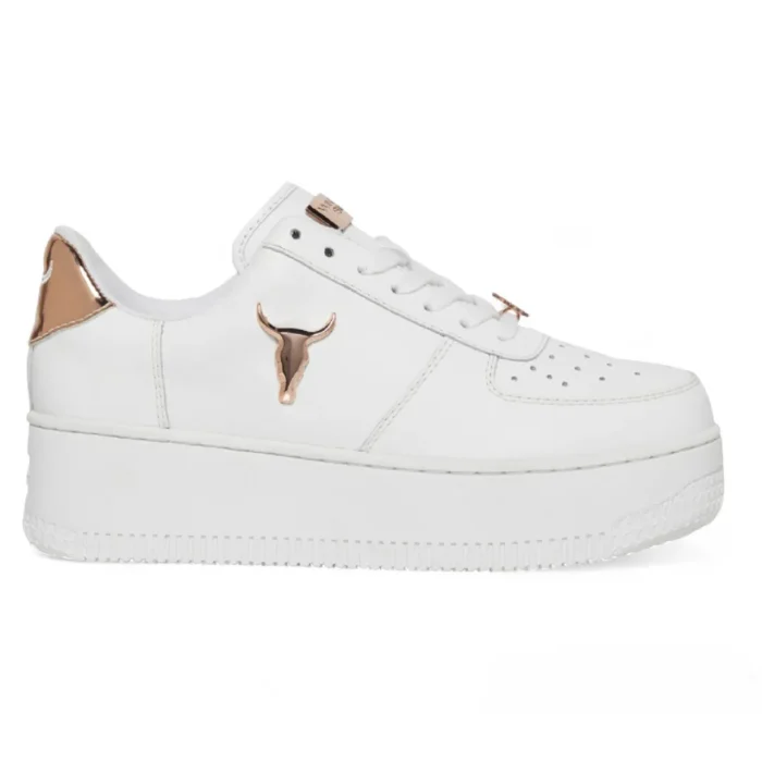 Rich - Women's White Low Top Leather Sneakers - Image 1