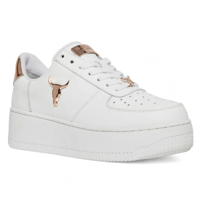 Rich - Women's White Low Top Leather Sneakers - Image 3