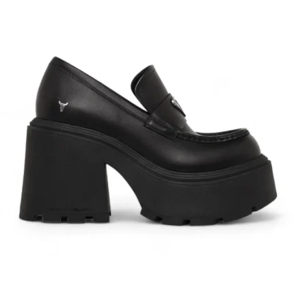 Spoiled - Women's Black Block Heel Leather Loafers