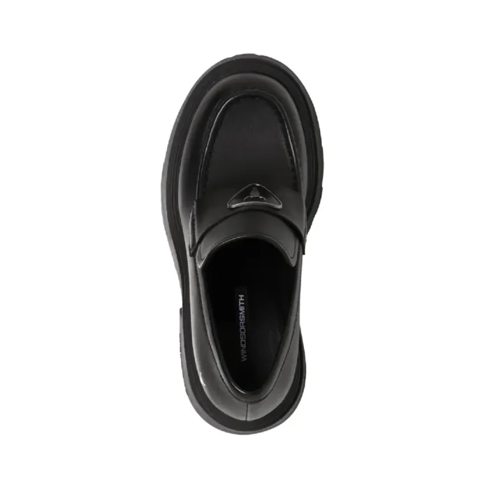 Spoiled - Women's Black Block Heel Leather Loafers - Image 4