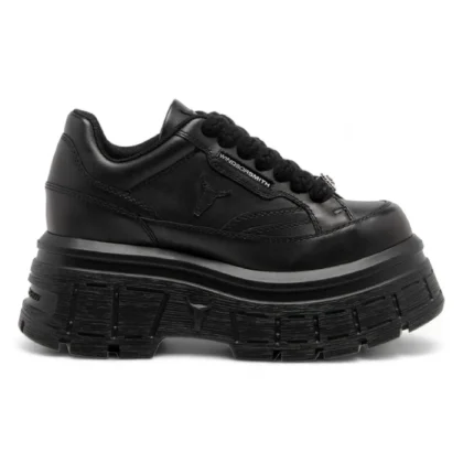 Swerve - Women's Chunky Lace Up Leather Sneakers