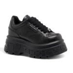 Swerve - Women's Chunky Lace Up Leather Sneakers - Image 2