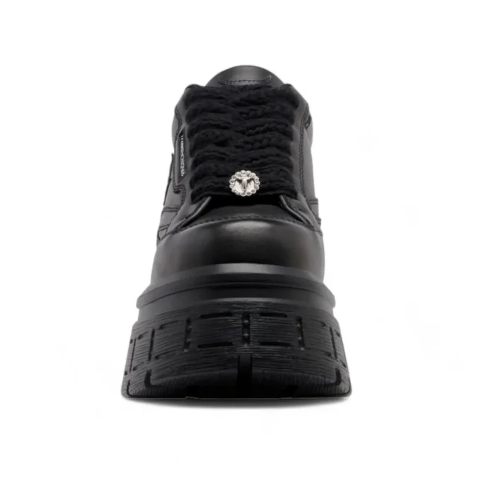 Swerve - Women's Chunky Lace Up Leather Sneakers - Image 3