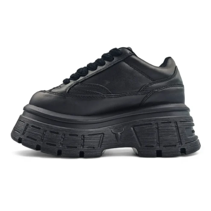 Swerve - Women's Chunky Lace Up Leather Sneakers - Image 4