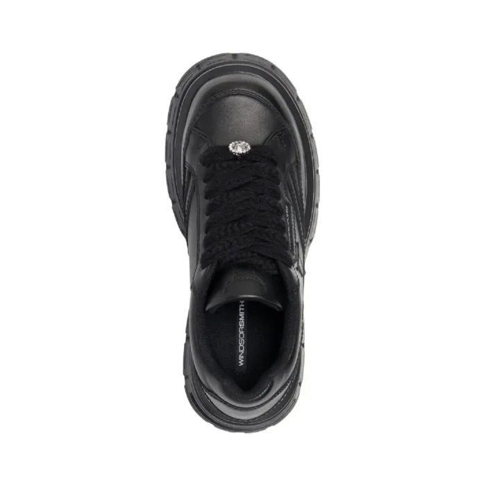Swerve - Women's Chunky Lace Up Leather Sneakers - Image 5