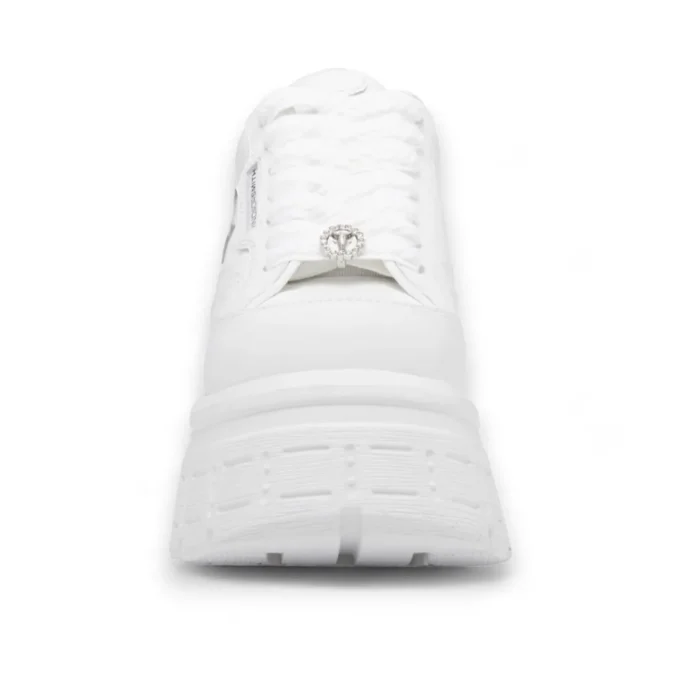 Swerve - Women's Chunky Lace Up Leather Sneakers - Image 9
