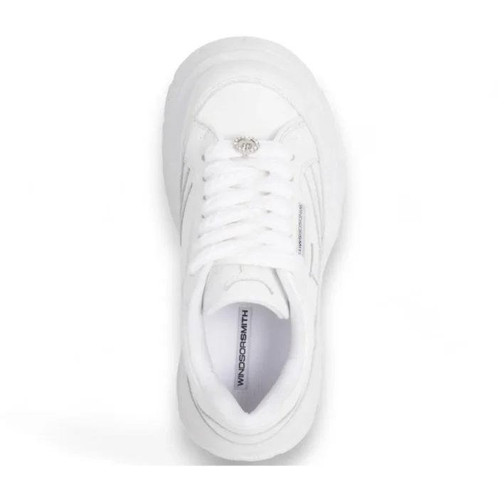 Swerve - Women's Chunky Lace Up Leather Sneakers - Image 10
