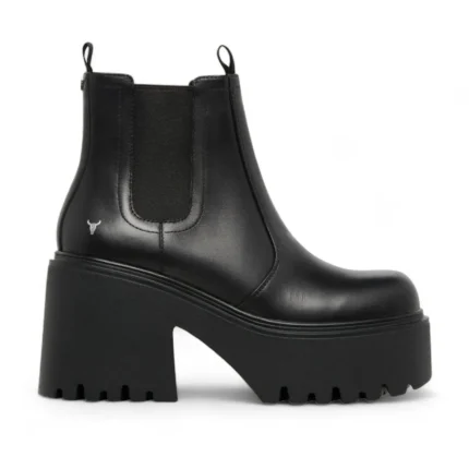 Tricky - Women's Black Leather Platform Chelsea Boots