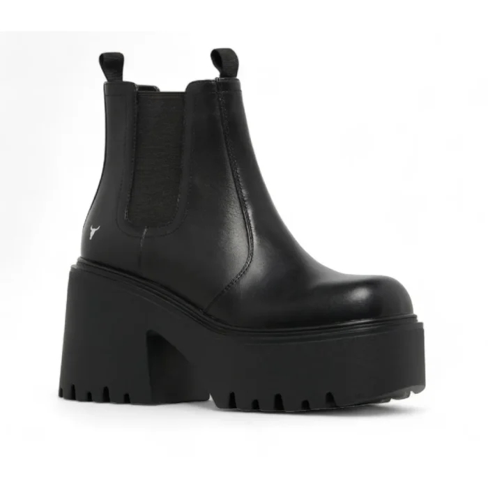 Tricky - Women's Black Leather Platform Chelsea Boots - Image 2