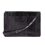 Womens Real Leather Buckle Hide Clutch Shoulder Bag Metal Chain Cross Body - Image 4