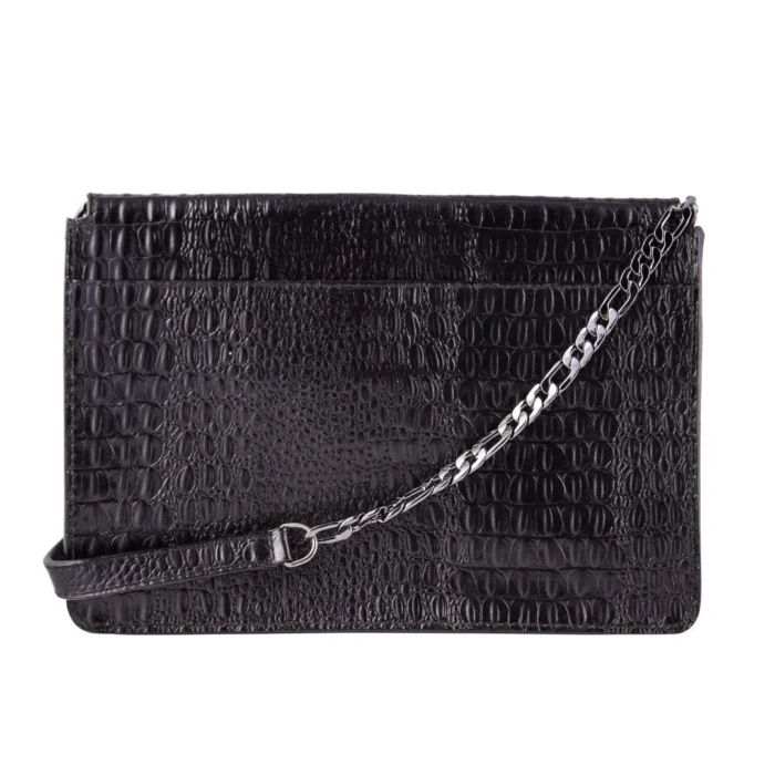 Womens Real Leather Buckle Hide Clutch Shoulder Bag Metal Chain Cross Body - Image 4
