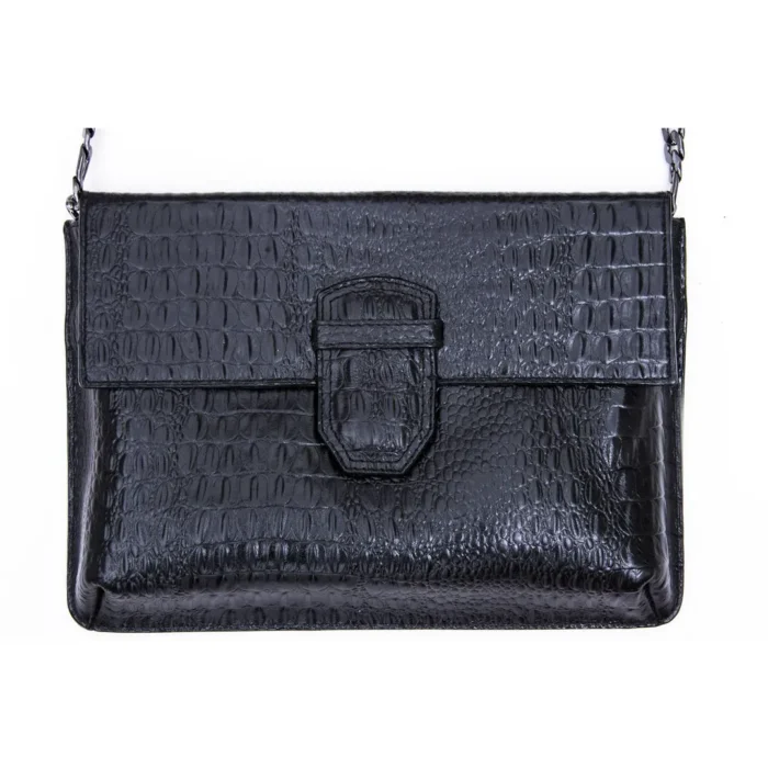 Womens Real Leather Buckle Hide Clutch Shoulder Bag Metal Chain Cross Body - Image 2