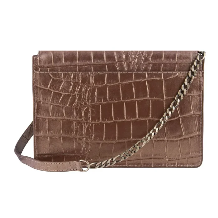 Womens Real Leather Buckle Hide Clutch Shoulder Bag Metal Chain Cross Body - Image 9