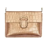 Womens Real Leather Buckle Hide Clutch Shoulder Bag Metal Chain Cross Body - Image 8