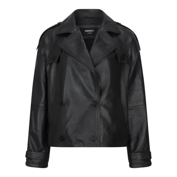 Women's Leather Jacket Cropped Trench Coat - Image 1