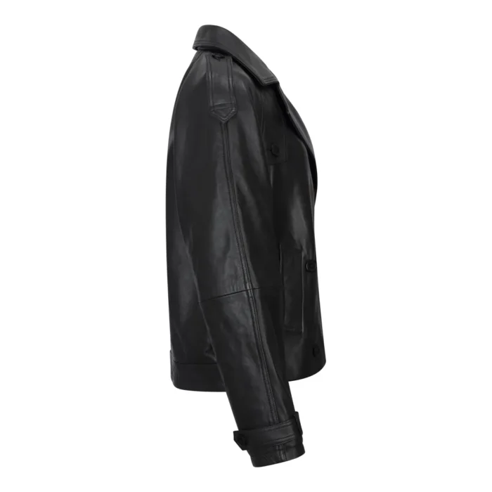 Women's Leather Jacket Cropped Trench Coat - Image 2