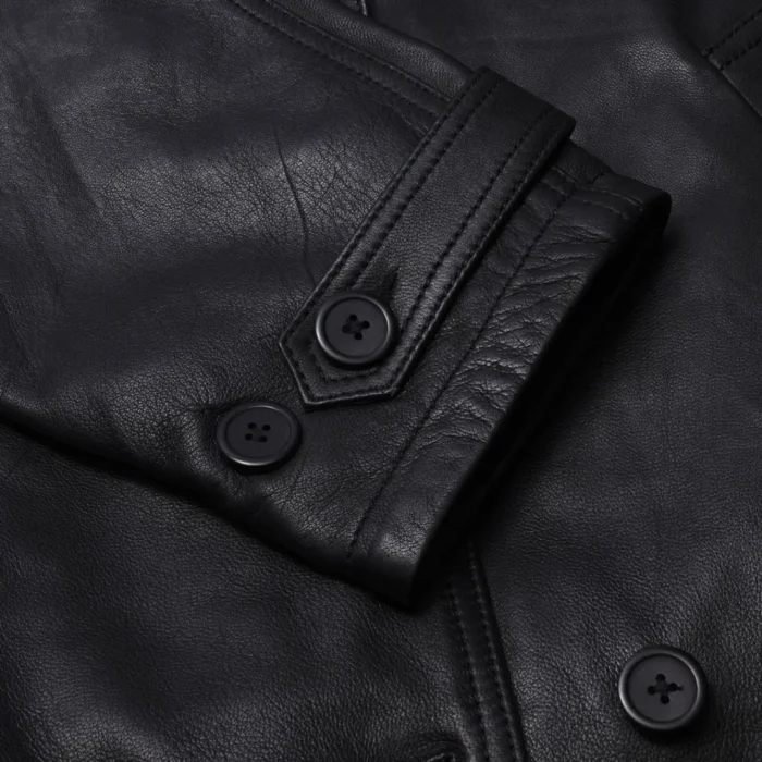 Women's Leather Jacket Cropped Trench Coat - Image 3