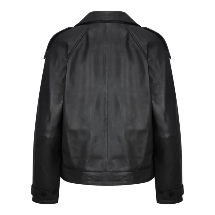 Women's Leather Jacket Cropped Trench Coat - Image 4