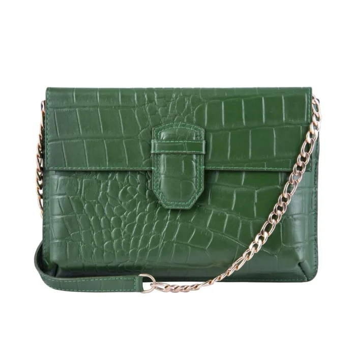 Womens Real Leather Buckle Hide Clutch Shoulder Bag Metal Chain Cross Body - Image 11