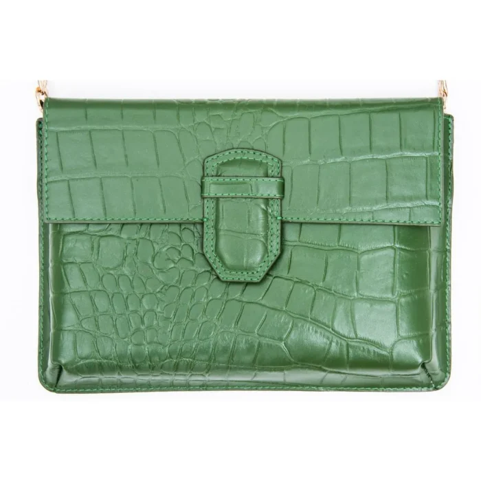 Womens Real Leather Buckle Hide Clutch Shoulder Bag Metal Chain Cross Body - Image 13