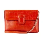 Womens Real Leather Buckle Hide Clutch Shoulder Bag Metal Chain Cross Body - Image 21