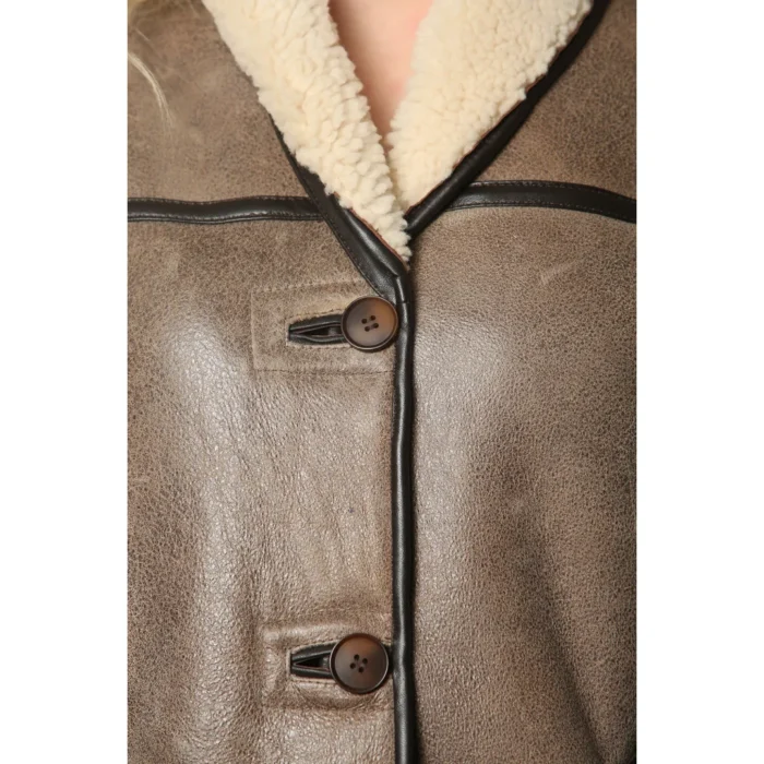 Women's Rustic Brown Shearling Leather Gilet - Image 3