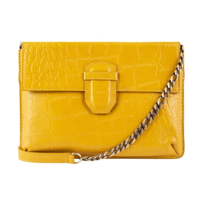 Womens Real Leather Buckle Hide Clutch Shoulder Bag Metal Chain Cross Body - Image 46