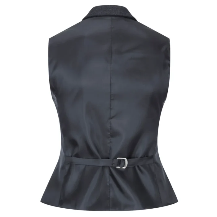 Women Black Blazer Waistcoat Tweed Herringbone Wool Classic Smart Casual Vintage 1920s - Image 8