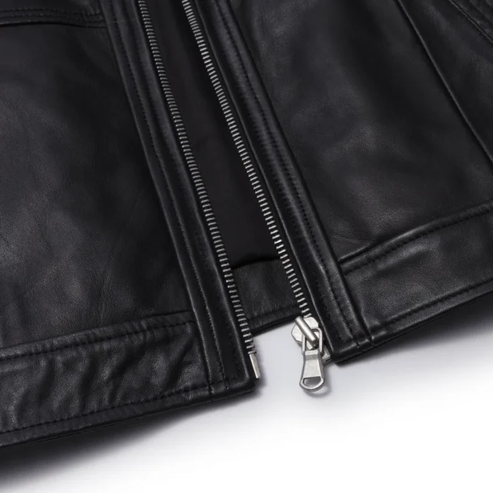 Women's Leather Jacket Cropped Biker Zipper Short Coat - Image 4