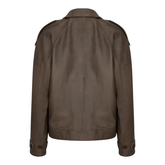 Women's Leather Jacket Cropped Trench Coat - Image 8