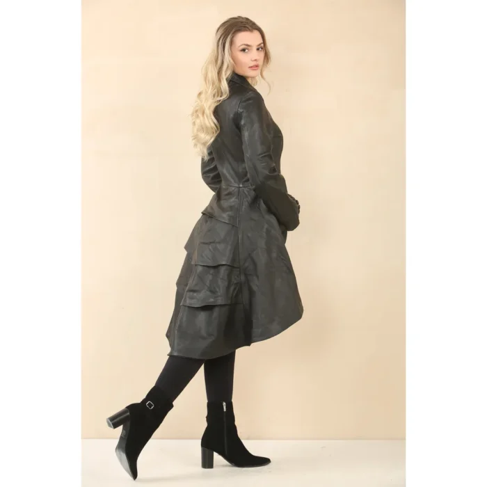 Women's Gothic Full Length Victorian Leather Coat - Image 4