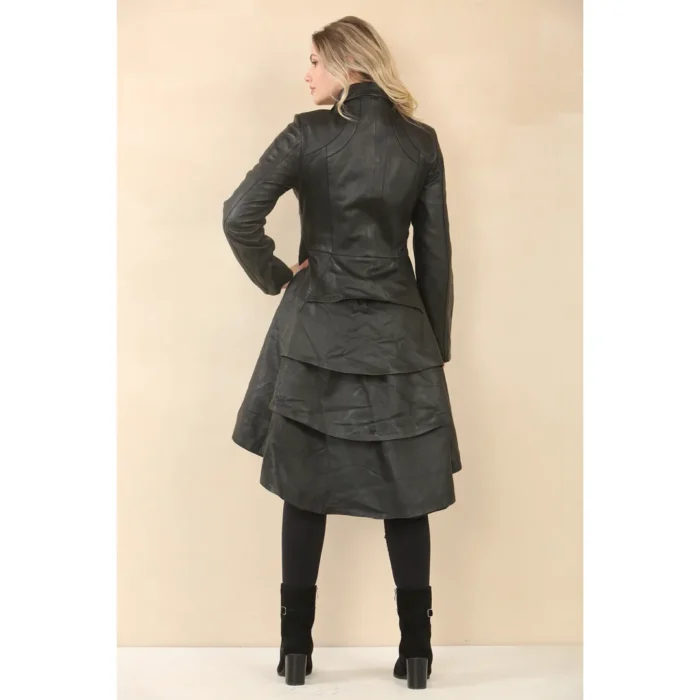 Women's Gothic Full Length Victorian Leather Coat - Image 3