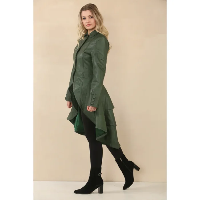 Women's Gothic Full Length Victorian Leather Coat - Image 10
