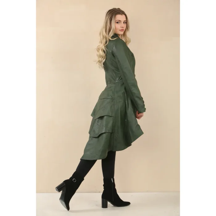 Women's Gothic Full Length Victorian Leather Coat - Image 9