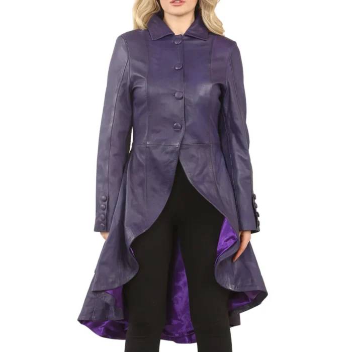 Women's Gothic Full Length Victorian Leather Coat - Image 14