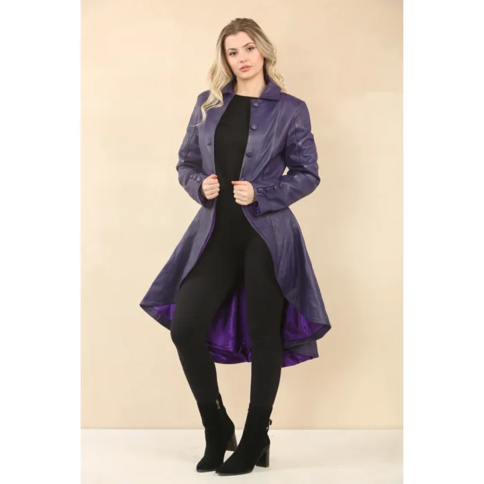 Women's Gothic Full Length Victorian Leather Coat - Image 18