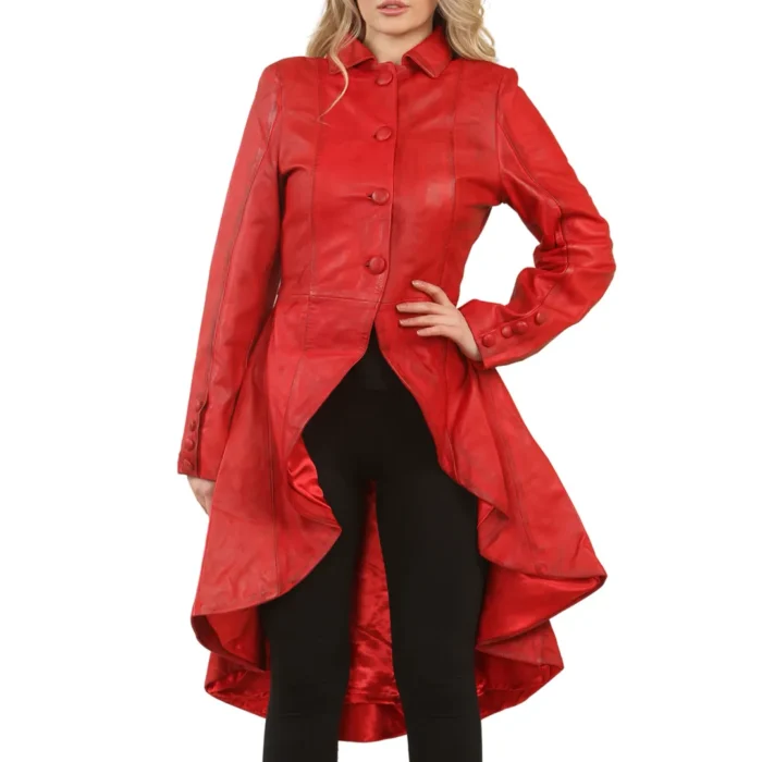 Women's Gothic Full Length Victorian Leather Coat - Image 21