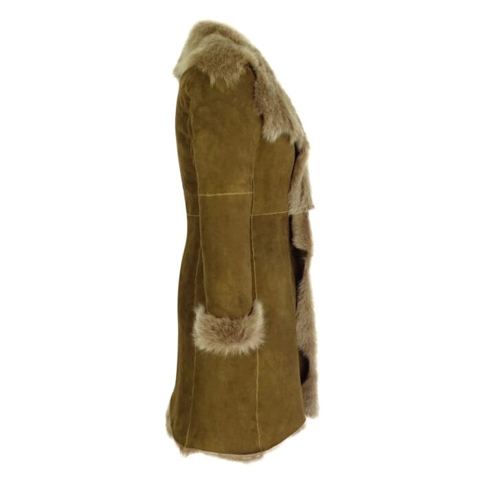 Womens Luxury Toscana 3/4 Coat Real Sheepskin Beaver Shearling Suede Jacket - Image 3