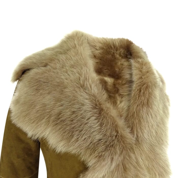 Womens Luxury Toscana 3/4 Coat Real Sheepskin Beaver Shearling Suede Jacket - Image 4