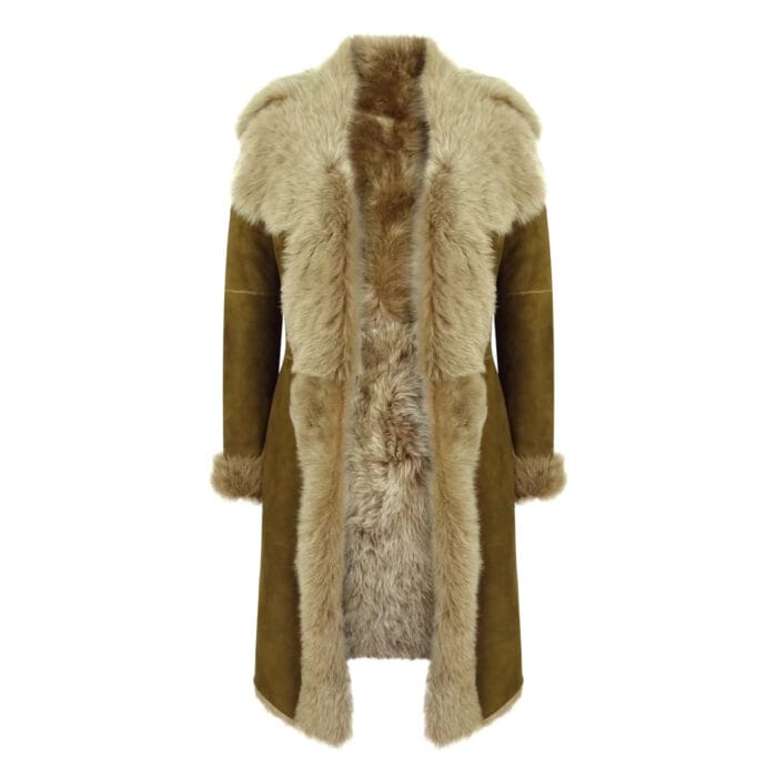 Womens Luxury Toscana 3/4 Coat Real Sheepskin Beaver Shearling Suede Jacket - Image 6