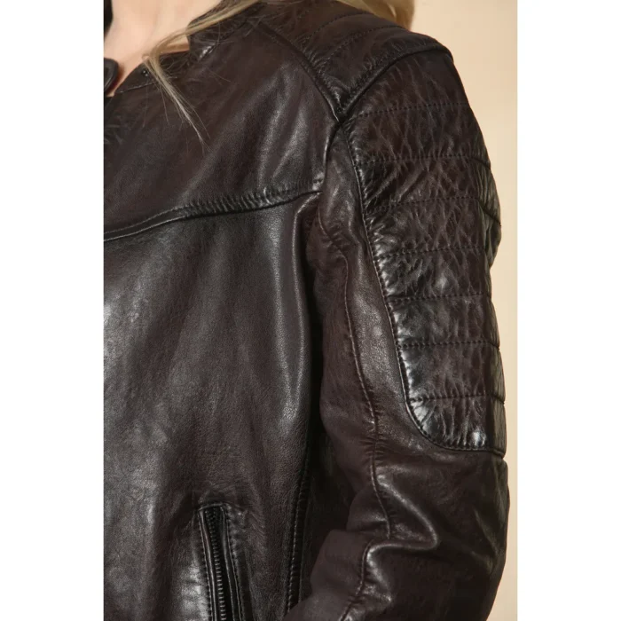 Women's Retro Quilted Leather Biker Jacket - Image 7