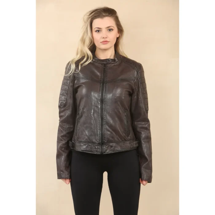 Women's Retro Quilted Leather Biker Jacket - Image 6