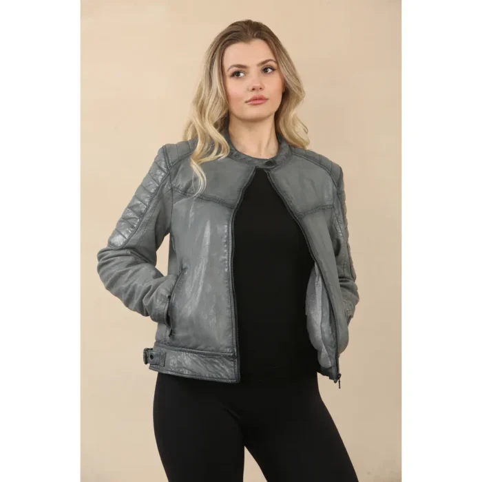 Women's Retro Quilted Leather Biker Jacket - Image 14