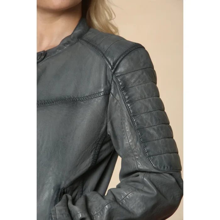 Women's Retro Quilted Leather Biker Jacket - Image 13