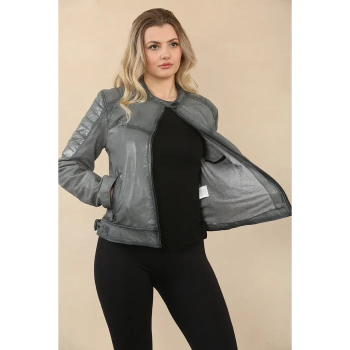 Women's Retro Quilted Leather Biker Jacket - Image 12