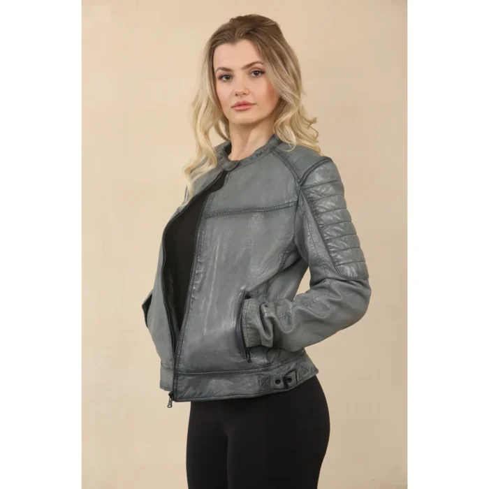 Women's Retro Quilted Leather Biker Jacket - Image 10