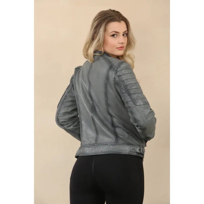 Women's Retro Quilted Leather Biker Jacket - Image 9