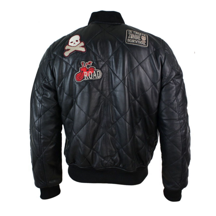 Mens Real Lether Quilted Puffer Varsity Baseball Bomber Letterman Jacket Badge - Image 7
