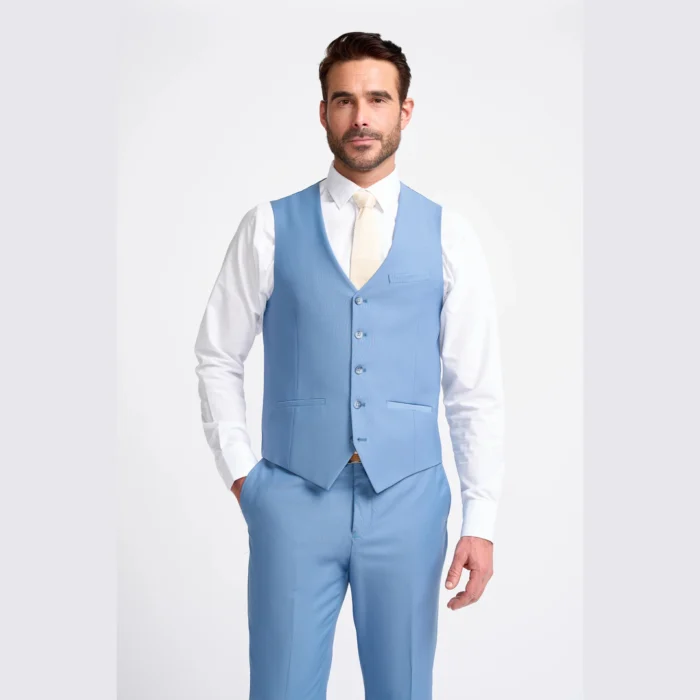 Men's Waistcoat Sky Blue Tailored Fit Vest - Image 1