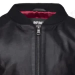 Boys Girls Kids Unisex Real leather Bomber Style Jacket Varsity Zip Black Blue - Image 5